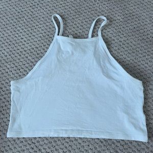 H&M Basic High Neck Crop Top - White